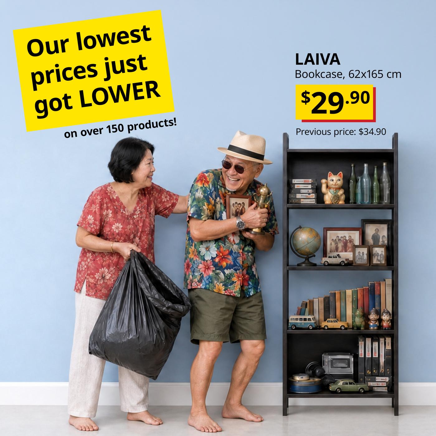 Black LAIVA bookcase. Price: $29.90.