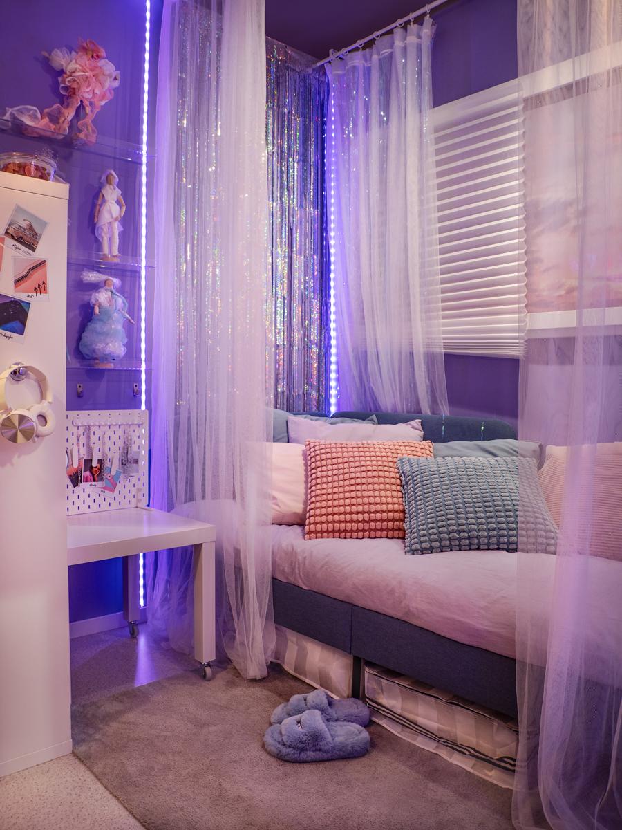 BLÅKULLEN Tapicerowana rama łóżka/nar wezgł, Knisa średnioniebieski, 90x200 cm