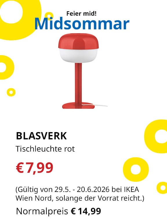 BLASVERK
Tischleuchte rot
€7,99 statt €14,99