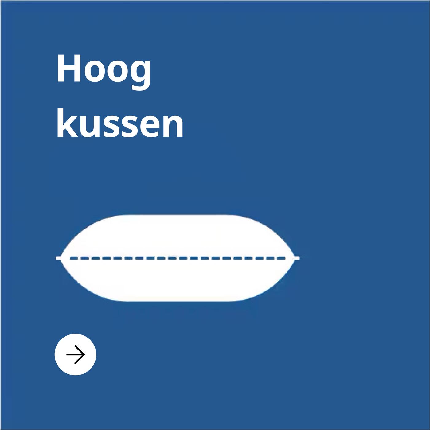 Blauwe achtergrond met een hoog kussen en de tekst "hoog kussen"
