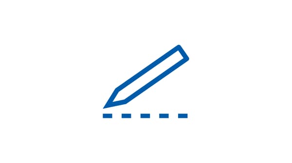 Blue icon of a pencil