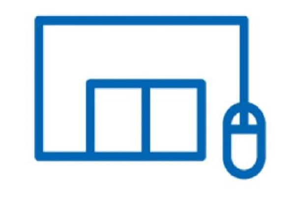 blue icon of IKEA store connected to a computer mouse