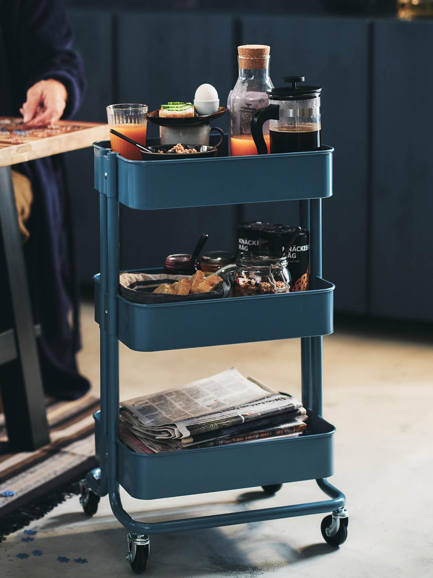 Blue kitchen trolley