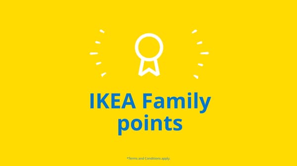 Blue text on yellow background reads: IKEA Family points