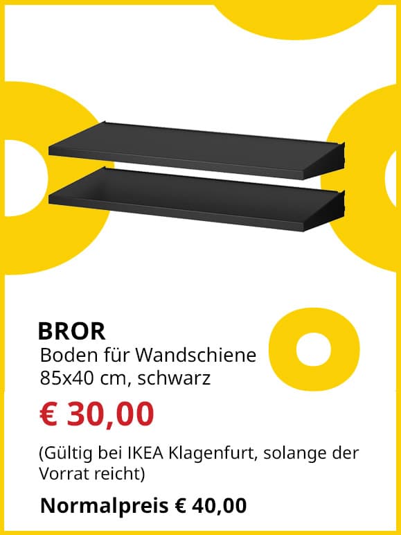 Boden für Wandschiene Bror, 85x40cm, schwarz, statt € 40 um € 30.