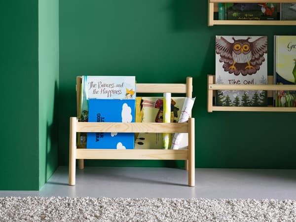 Books arranged on their shelf