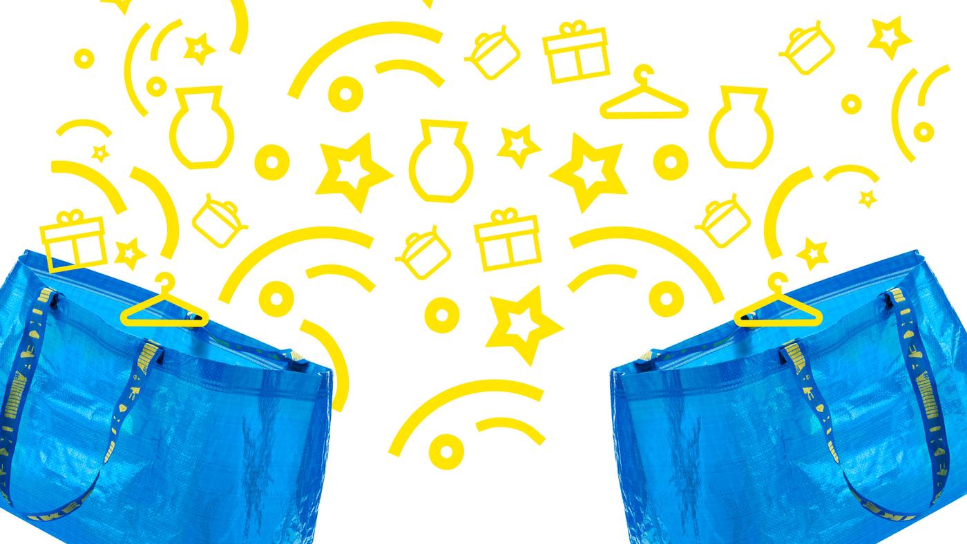 borsa blu con pattern giallo