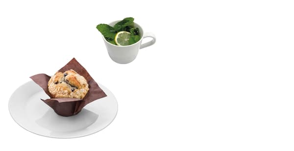 Borůvkový muffin a čaj 