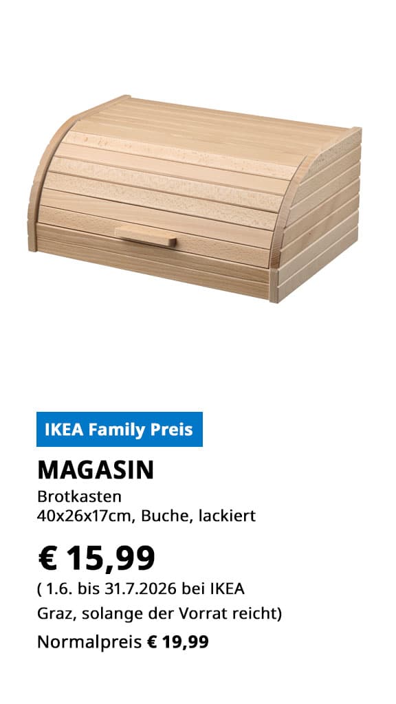 Botkasten Magasin, statt € 19,99 zum IKEA Family Preis von € 15,99.