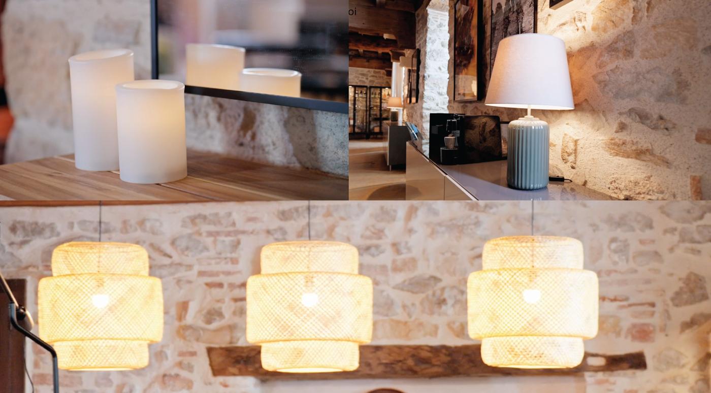 Bougies LED, lampe de table et suspension en bambou fait main