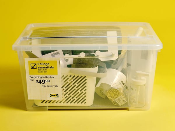 Box filled with college items