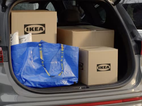 boxes in car