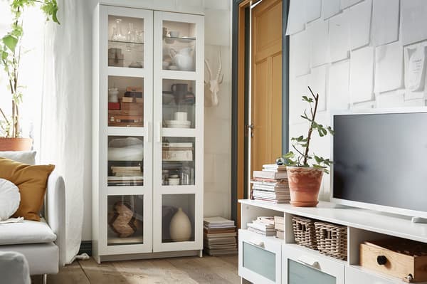 BRIMNES Vitrine und TV Bank weiß
