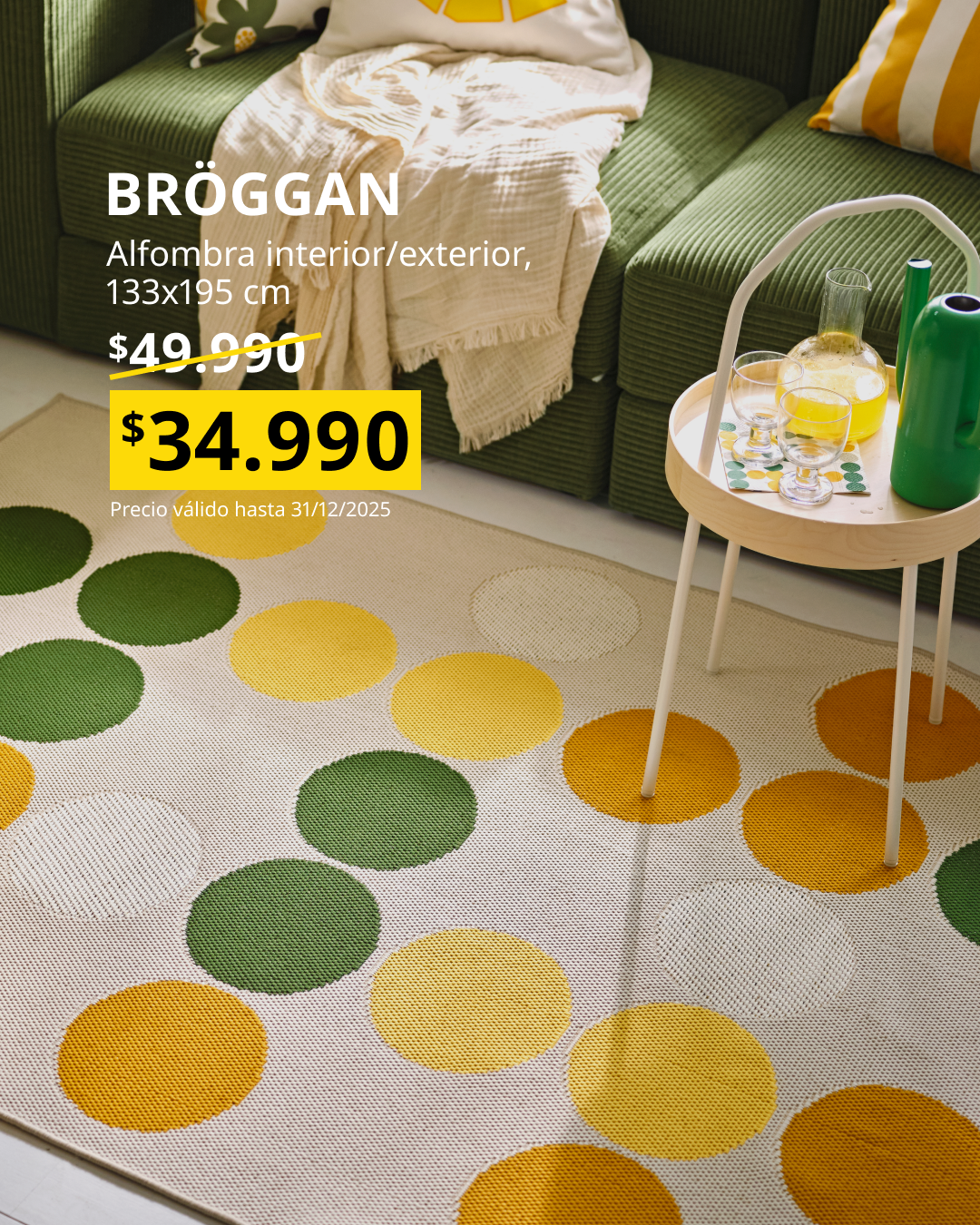 BRÖGGAN Alfombra interior/exterior, motivo lunar multicolor, 133x195 cm