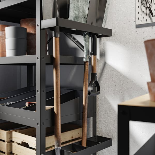 BROR Hyller med hylleplater/skinner, svart, 85x40x190 cm.