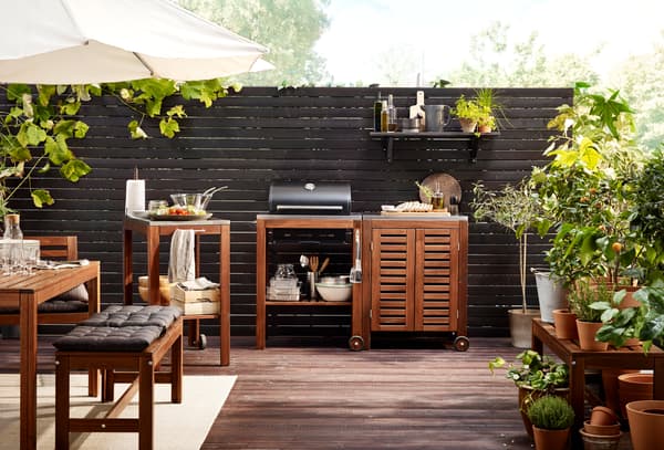 Brown wooden terrace furniture