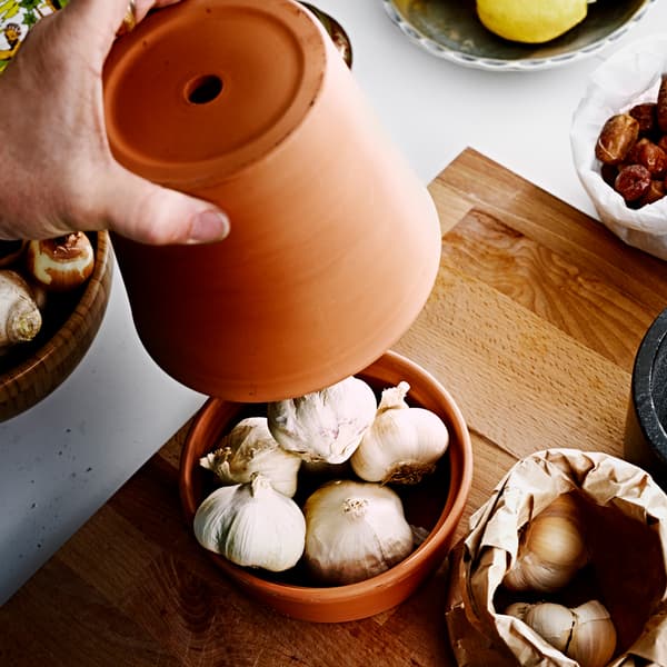 Bulbs like onions and garlic, store better in the dark. Just make sure they’re away from heat and moisture.