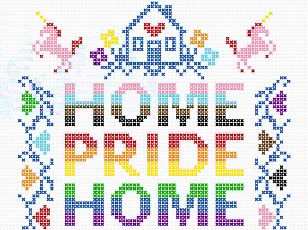 Bunte Stickerei mit Einhorn und Home Pride Home Schriftzug von IKEA anlässlich des IDAHOTB.
