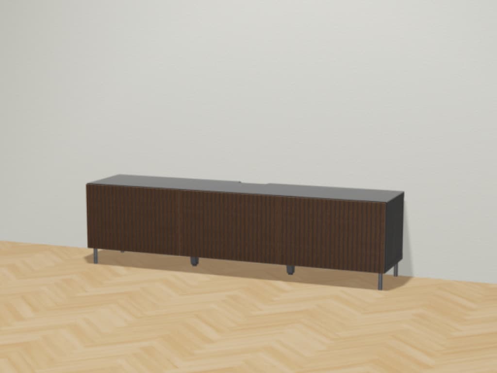 ブラックブラウンのBESTÅ/ベストーフレームにオーク材突き板BJÖRKÖVIKEN/ ビョルケヴィーケン扉。