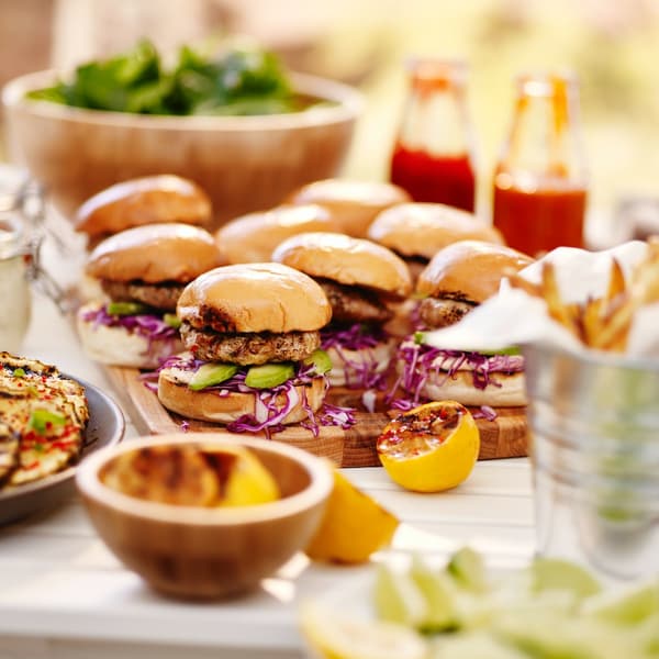 Burgers with avocado and red cabbage