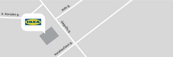 Bus traffic map to IKEA pick-up and ordering point in Šiauliai.