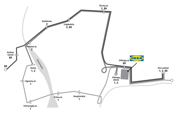 Bus traffic map to the IKEA store