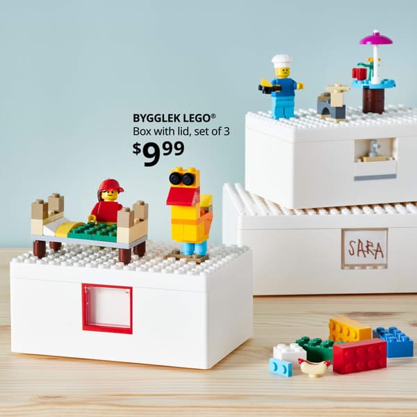 BYGGLEK LEGO(R) Box with lid, set of 3, $9.99