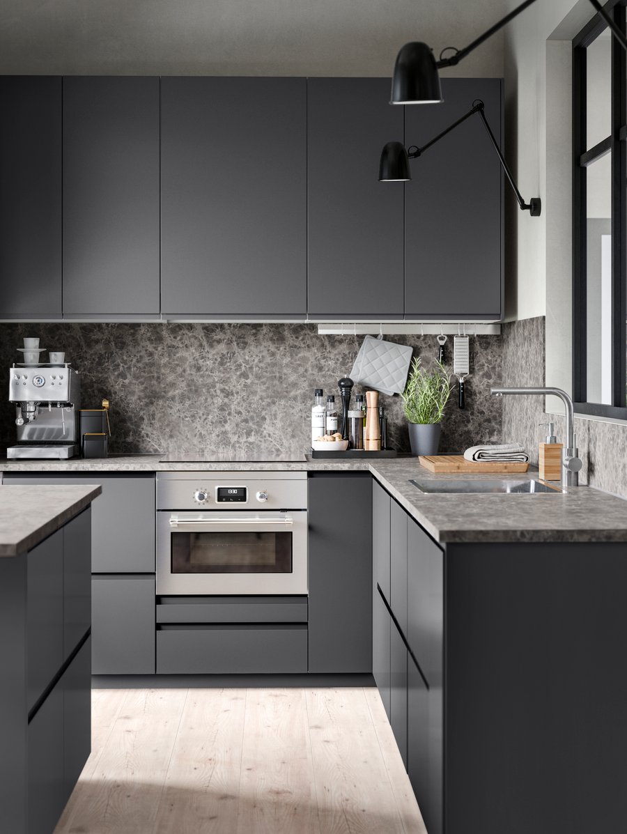 A modern and sleek home kitchen with VOXTORP IKEA IKEA Singapore