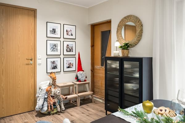Cabinet with the mirror and footstools