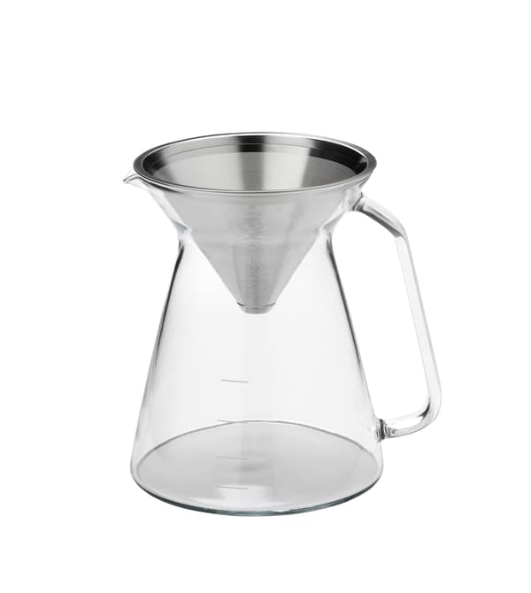 Caffettiera per caffè filtro in vetro.