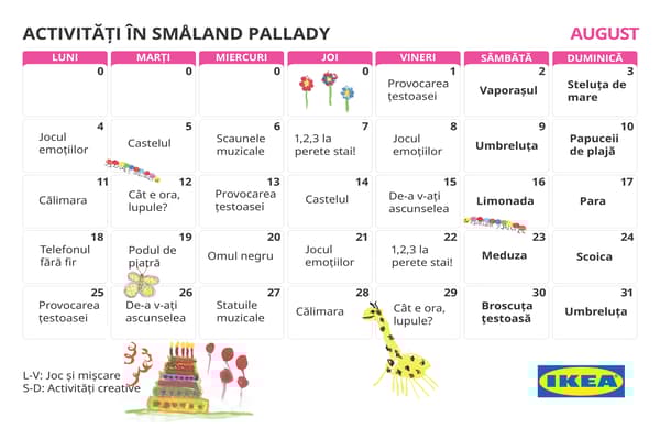 calendar activități loc de joacă copii IKEA Pallady
