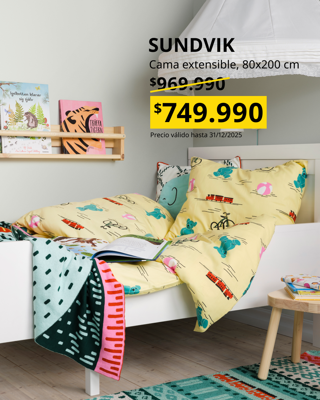 Cama extensible de niños ajustable para su crecimiento