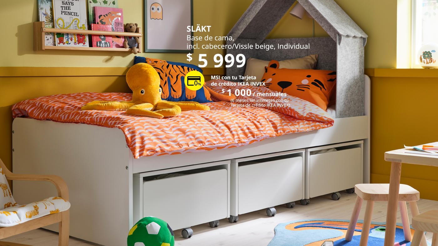 Cama para niños SLAKT con almacenamiento