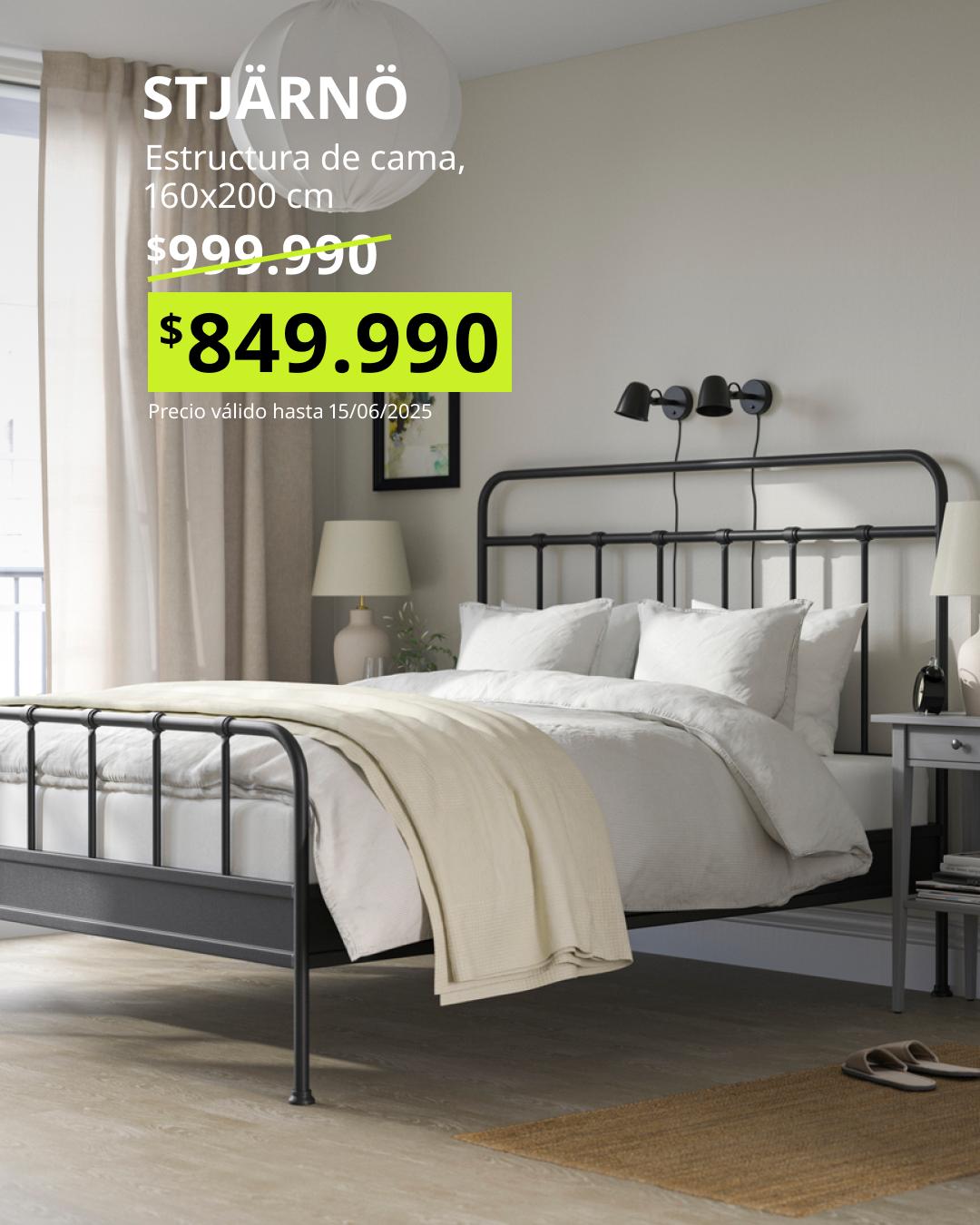 Cama STJÄRNÖ 160x200 cm color antracita, estructura moderna resistente dormitorio oferta Black Friday