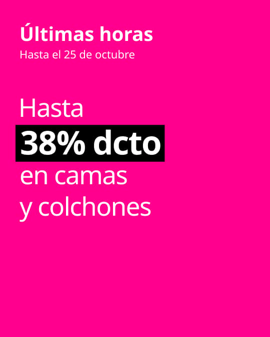 Camas y colchones con hasta 38% dcto.