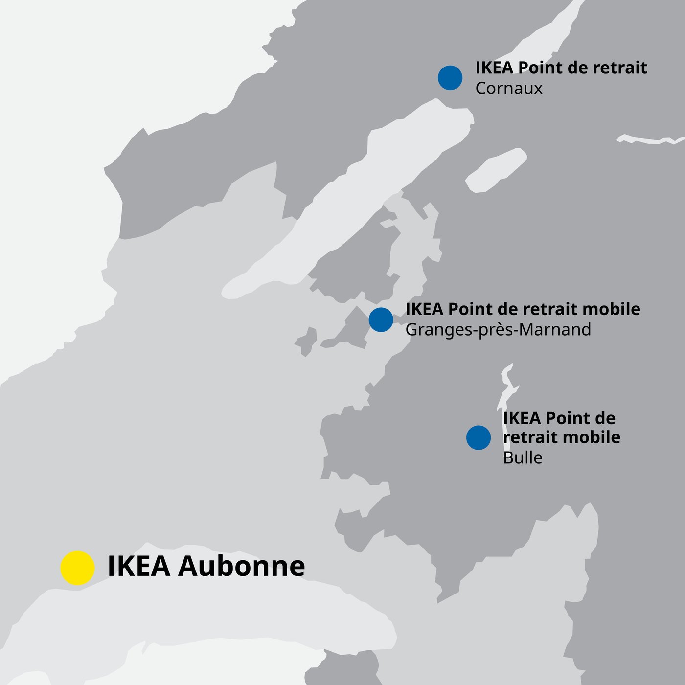 Carte des points de retrait IKEA