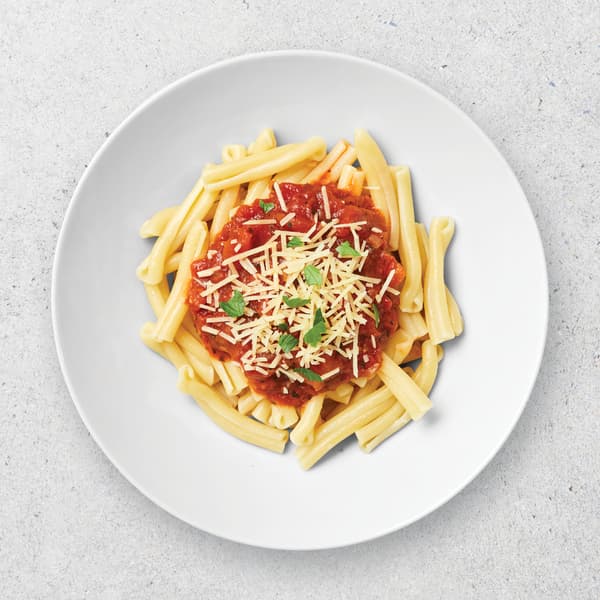 Casarecce pasta and tomato sauce