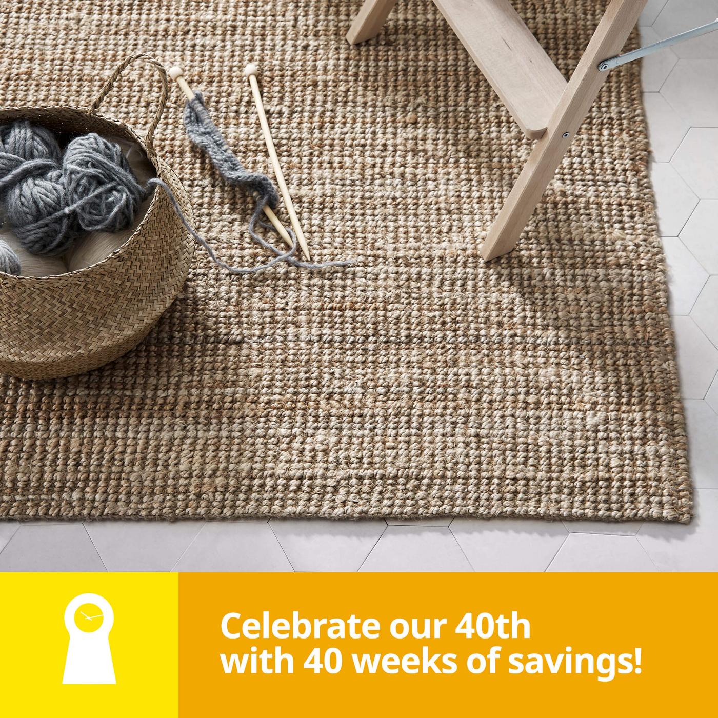 Celebramos 40 años con 40 semanas de ofertas: 25% de descuento en todas las alfombras medianas, grandes y extragrandes