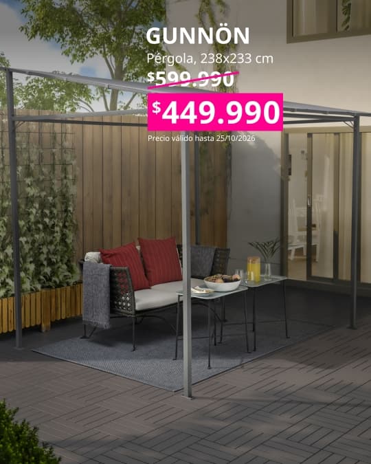 Cenador GUNNÖN en gris oscuro y gris, diseñado para proporcionar sombra y definir una zona exterior acogedora.
