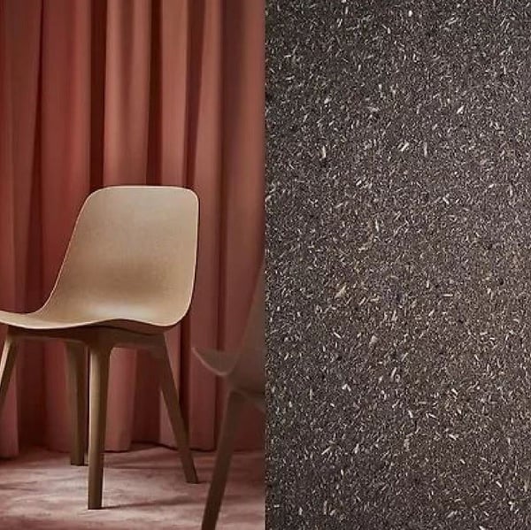 Chair and composite fibers on a side