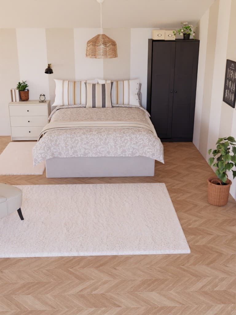 Chambre beige et grise 