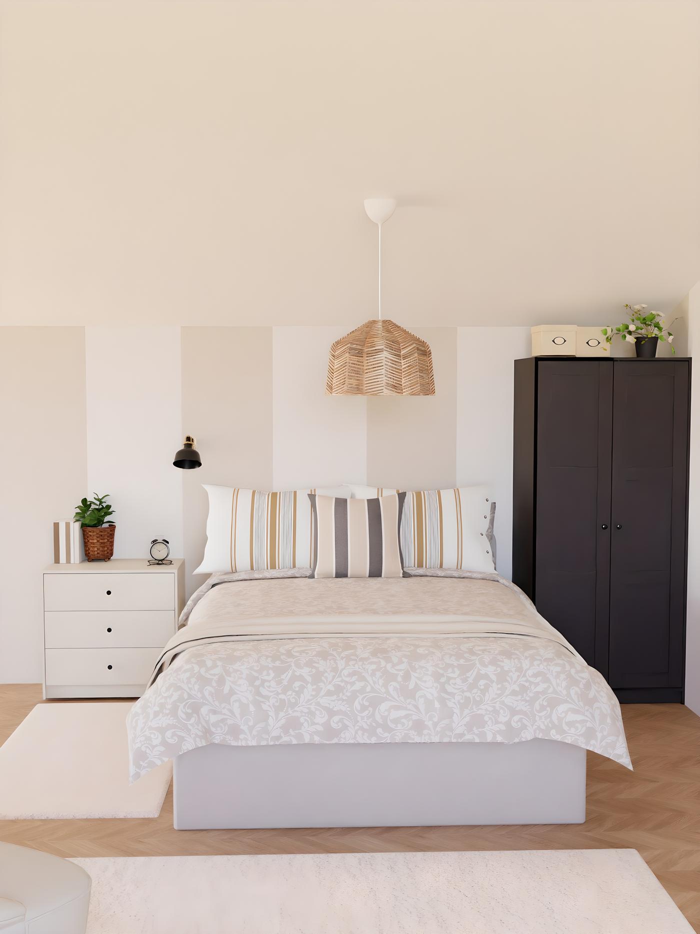 chambre traditionnelle blanche et beige