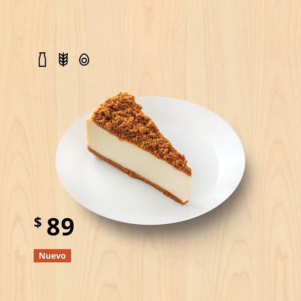 Cheesecake con crema y crumble de galleta caramelizada