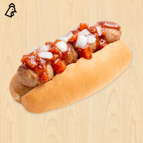 Chicken meatball bun with Bolognese sauce. $2.50