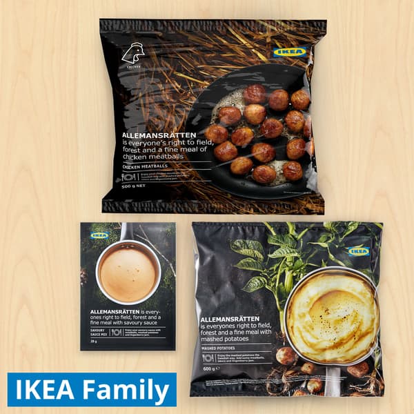 Chicken meatballs, 500g; Mix for cream sauce, 28g, Mashed potatoes, 600g