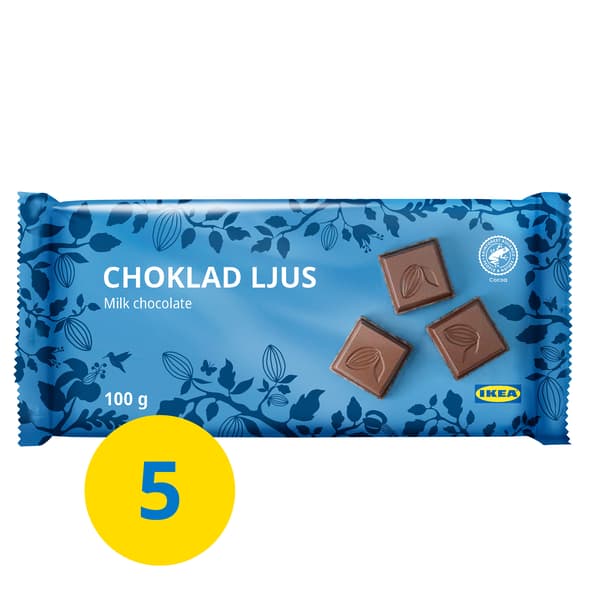 CHOKLAD LJUS mliečna čokoláda.