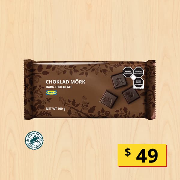 Choklad mörk
Barra de chocolate negro, Rainforest Alliance Certified, 100 g