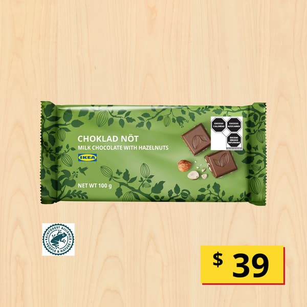 Choklad mörkledin
Barra de chocolate negro, Rainforest Alliance Certified, 100 g
$39