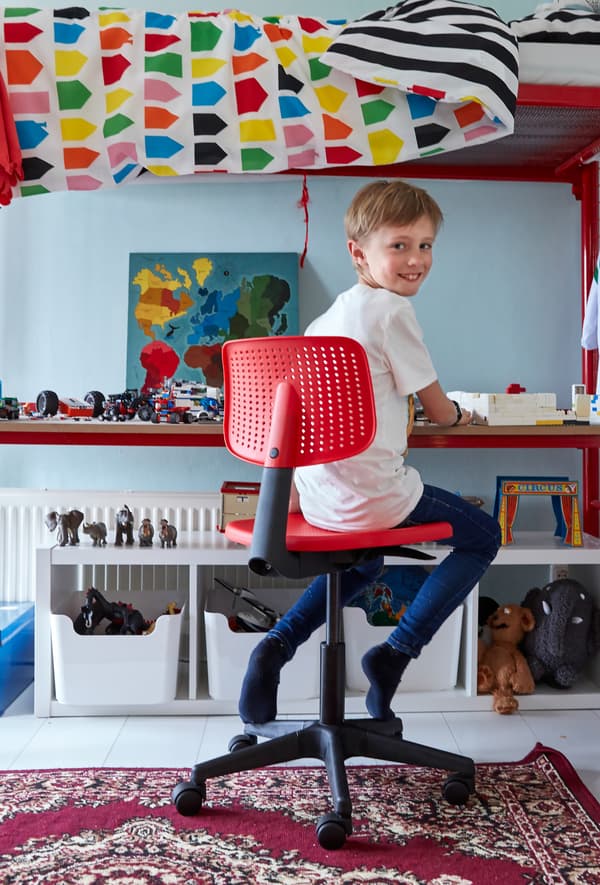 Choose easy-to-reach storage for kids.