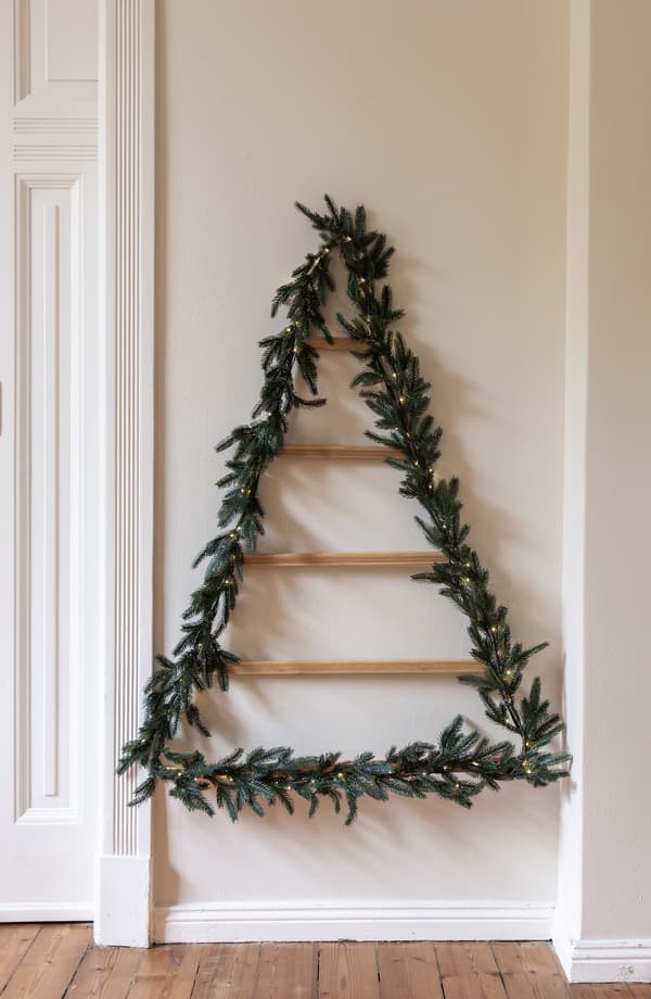Christmas hanging decoration in shape of the outline of tree.